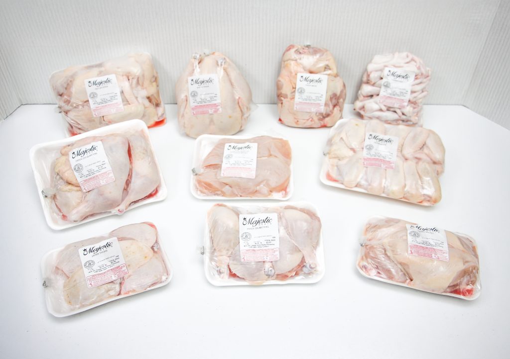 line-up of Majestic Meats quality chicken