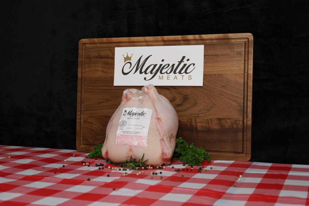 Free-range whole chicken from Majestic Meats, an all-natural poultry producer